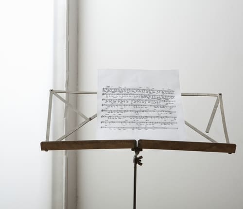 music stand with music